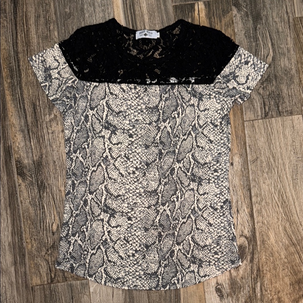 Crazy Train Lace and Snake Print Top